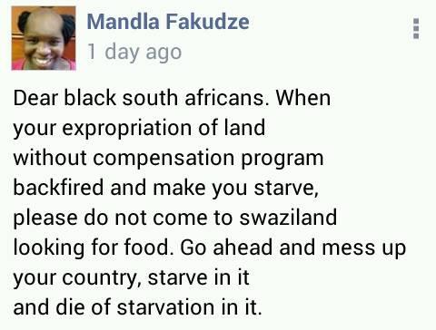Message To Black South African Land Grabbers