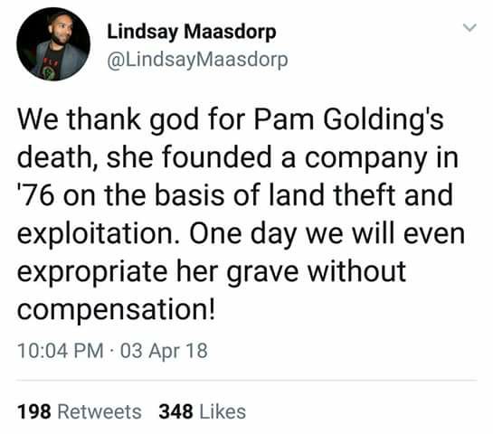 “One day we will expropriate Pam Golding’s grave without compensation” – Lindsay Maasdorp