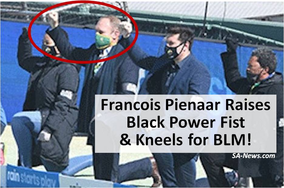 Francois Pienaar Raises Black Power Fist & Kneels For Bible Burning BLM – For Money!