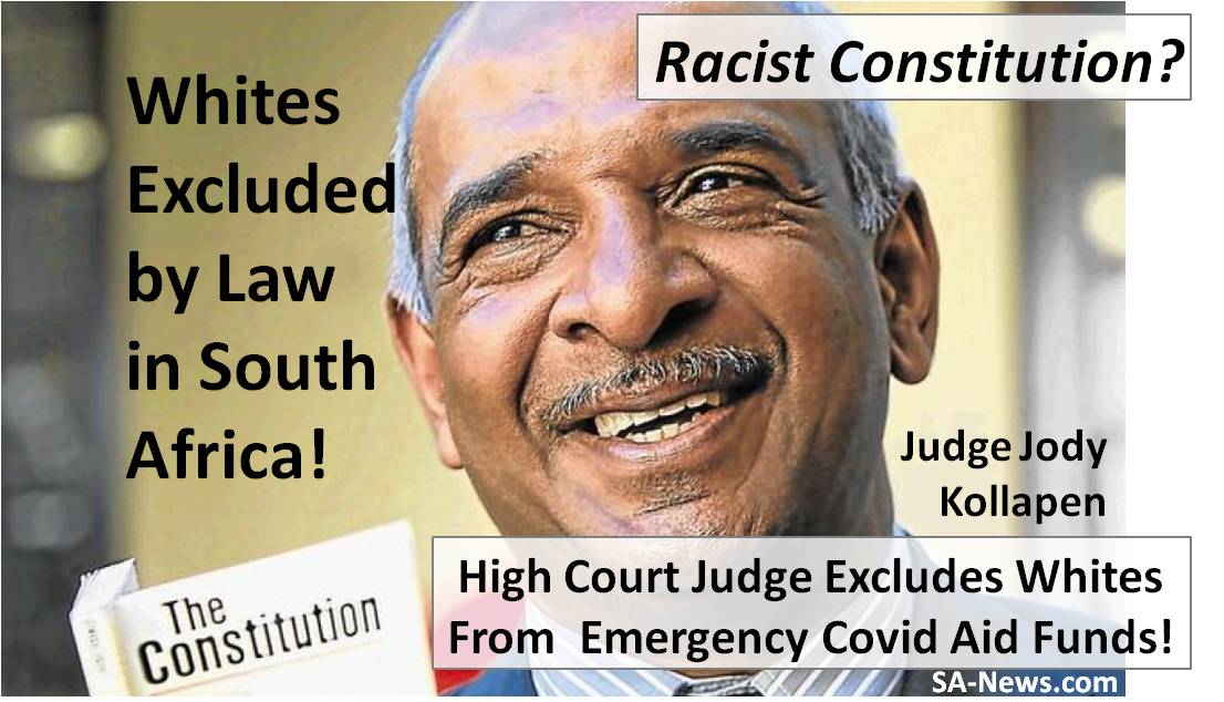 Whites Excluded by Law in South Africa! Even Emergency Covid19 Relief Funds Withheld from Whites by the ANC Black Majority Government!